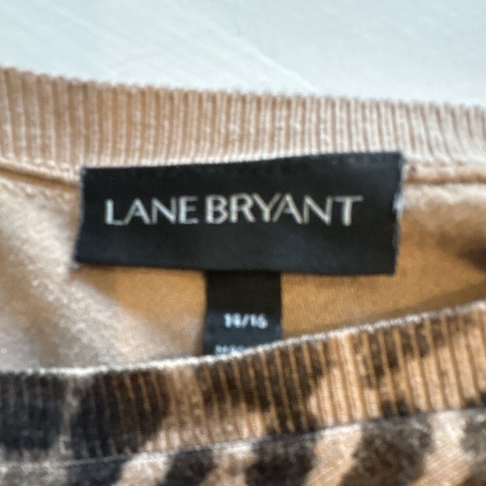 Lane Bryant Brown/Black Leopard Print V-Neck Long Sleeve Pullover Sweater 14/16 - Picture 3 of 8